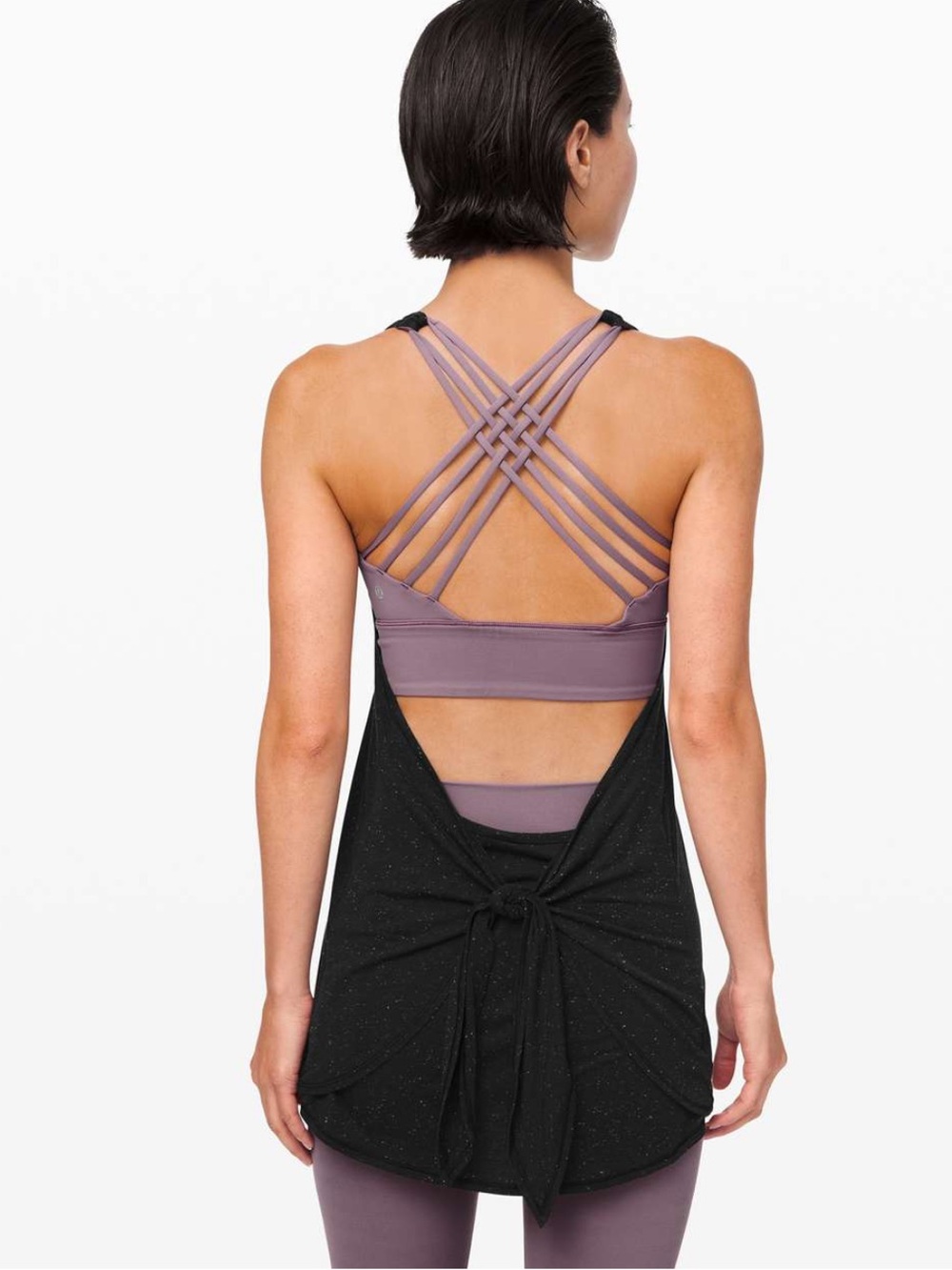 NWT New LULULEMON Tied in Energy 2-in-1 Tank
Open Back Bra Top Black Mulberry 8